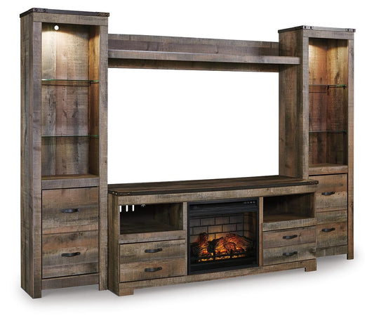 Trinell 4-Piece Entertainment Center with Electric Fireplace - alternate view 2