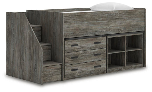 Frandern Twin Loft Bed with Bookcase and Drawer Storage - alternate view 2