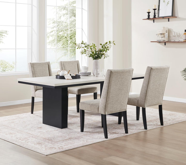 D120 - Melamin Rectangular Dining Table - Black / Ivory - alternate view 2