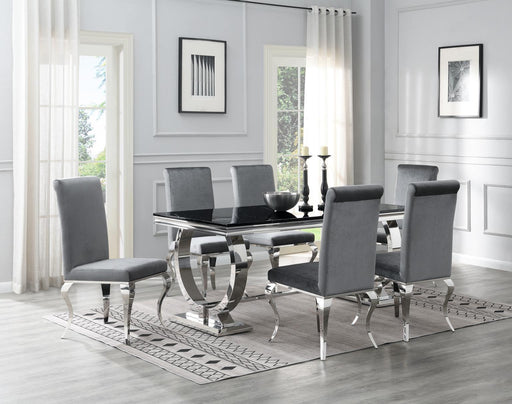 G-082-T-BLACK - Marble Dining Table - Black - alternate view 2