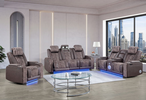 U8000 - 3 Piece Living Room Set (Power Console Reclining Loveseat, Power Reclining Sofa, Power Recliner With Power Headrest) - Brown - alternate view 2