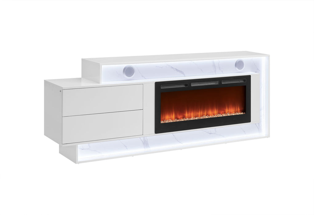 Kira - 87" Entertainment Unit With Bluetooth Speaker And LED - White - alternate view 2