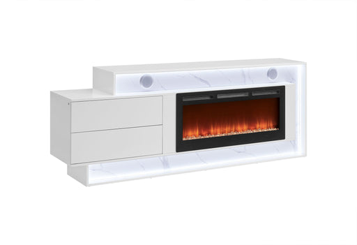 Kira - 87" Entertainment Unit With Bluetooth Speaker And LED - White - alternate view 2