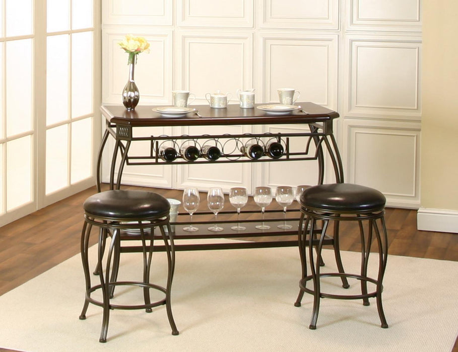 D901 - 3 Piece Dining Room Set (Bar Unit, 2 Stools) - Dark Brown
