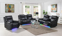U68 - LED Power Recliner With Arms/Hidden Metal Cup Holder And Rhythmic Light Strip LED - Black - alternate view 2