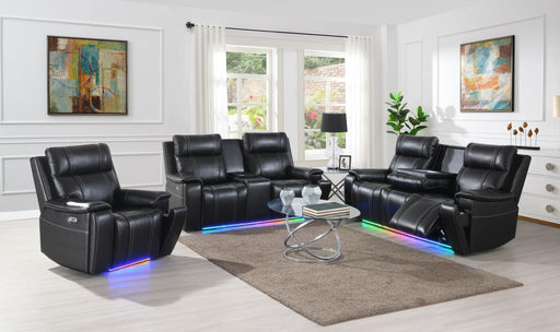 U68 - LED Power Recliner With Arms/Hidden Metal Cup Holder And Rhythmic Light Strip LED - Black - alternate view 2