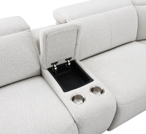 U15 - 6 Piece Beige Power Reclining Sectional With Power Headrest - White - alternate view 2