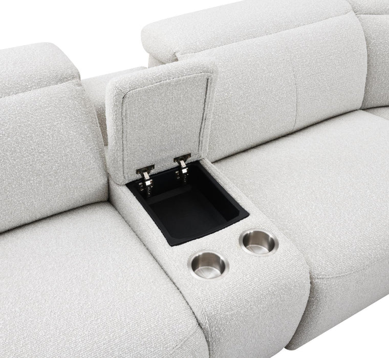 U15 - 6 Piece Beige Power Reclining Sectional With Power Headrest - White - alternate view 2