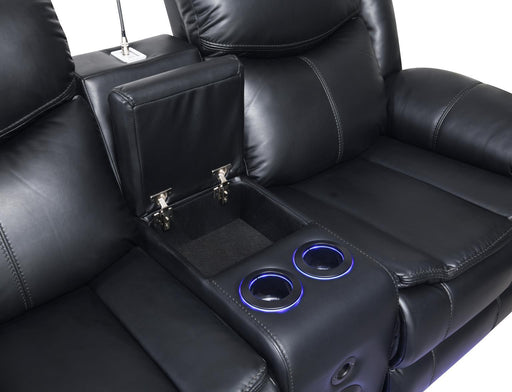 U100 - Power Reclining Loveseat With LED Light & Speaker - Black - alternate view 2