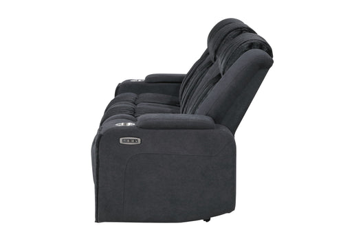 U8000 - Power Reclining Sofa With Power Headrest, Dropdown Table With Wood Trim & Reading Light & LED Light - Black - alternate view 2