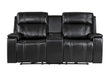 U8881 / U8880 - Leather Power Reclining Sofa / Power Console Reclining Loveseat - Black - alternate view 2