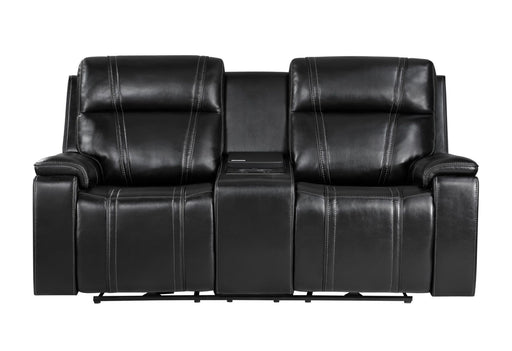 U8881 / U8880 - Leather Power Reclining Sofa / Power Console Reclining Loveseat - Black - alternate view 2