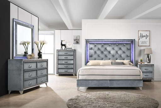 B278 - Velvet Nightstand - Gray