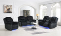 U161 - Corduroy Power LED Reclining Loveseat With Bluetooth Speaker - Black - alternate view 2