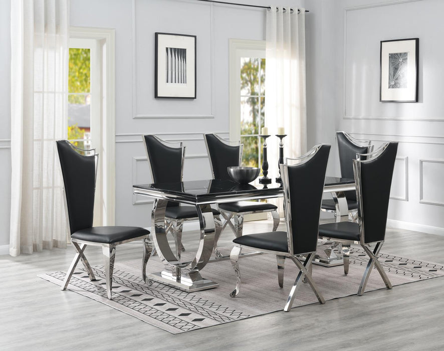 G-082-T-BLACK - Marble Dining Table - Black - alternate view 3