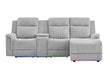 U8879 - Power Pushback Sectional With Multi Color LED And Global Surround Sound Speakers - Light Gray - alternate view 2