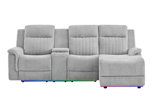U8879 - Power Pushback Sectional With Multi Color LED And Global Surround Sound Speakers - Light Gray - alternate view 2