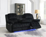 U161 - Corduroy Power LED Reclining Sofa - Black