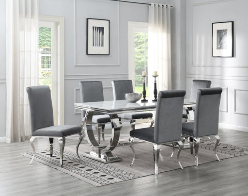 G-082-T-WHITE - Marble Dining Table - White - alternate view 2