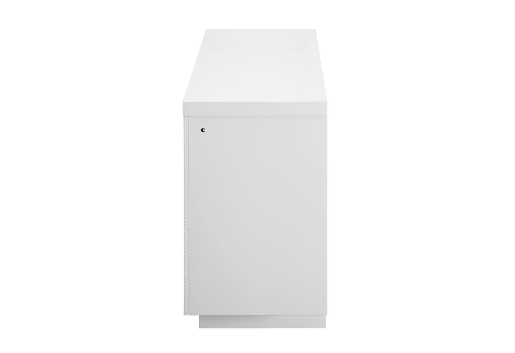 Aileen - 76" Entertainment Unit With LED, Speakers, Crystal Inserts And Pop Up Center Doors - White - alternate view 3