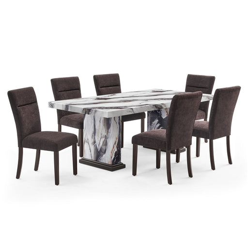 D8212 - 9 Piece Dining Room Set (Dining Table With 8 Dining Chairs) - Dark Brown