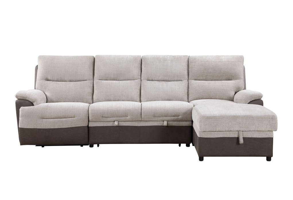 U3822 - Sectional With Pullout And USB - Beige / Brown - alternate view 2