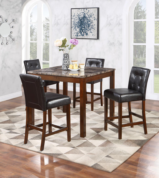 D203 - 5 Piece Dining Room Set (Counter Table, 4 Chairs) - Brown