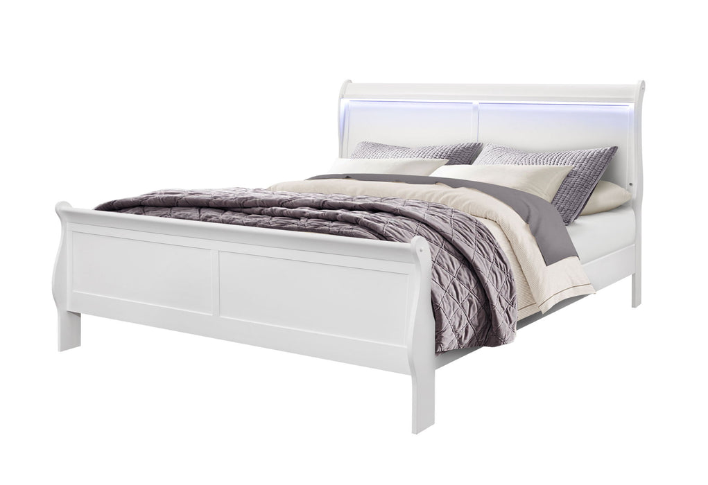 Charlie - King Bed With LED - White - alternate view 2
