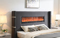 B544 - Velvet Bed With Fireplace & Bluetooth Speaker & USB - alternate view 2