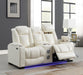 U94 - LED Power Reclining With Power Headrest, Bluetooth Speaker, And Drop Down Table Loveseat - White