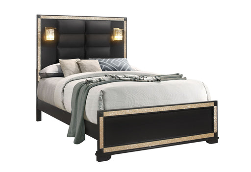 Blake - Queen Bed With Lamps - Black / Gold - alternate view 2