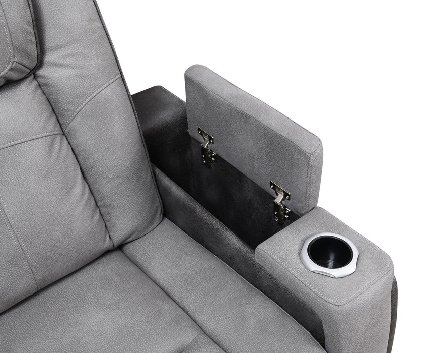 U77 - Power Reclining Sofa With Power Headrest, Reading Light, Magzine Pocket, Storage Arms / USB And Wireless Charger - Slate - alternate view 2