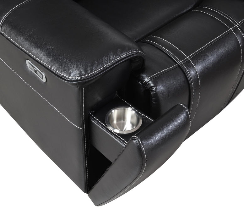 U68 - LED Power Recliner With Arms/Hidden Metal Cup Holder And Rhythmic Light Strip LED - Black - alternate view 3