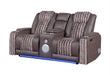 U8000 - Power Reclining Loveseat With Console, Power Headrest, LED Light, Bluetooth Speaker - Brown - alternate view 2
