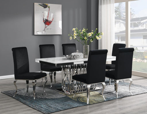 G-081-T-WHITE - Marble Dining Table - White - alternate view 2