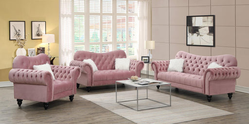 U220 - Chair With One Fur Pillows & Wooden Legs - Pink
