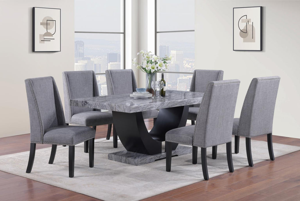 D144 - Faux Marble Dining Table - Gray - alternate view 2