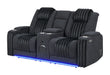 U8000 - Power Reclining Loveseat With Console, Power Headrest, LED Light, Bluetooth Speaker - Black - alternate view 2