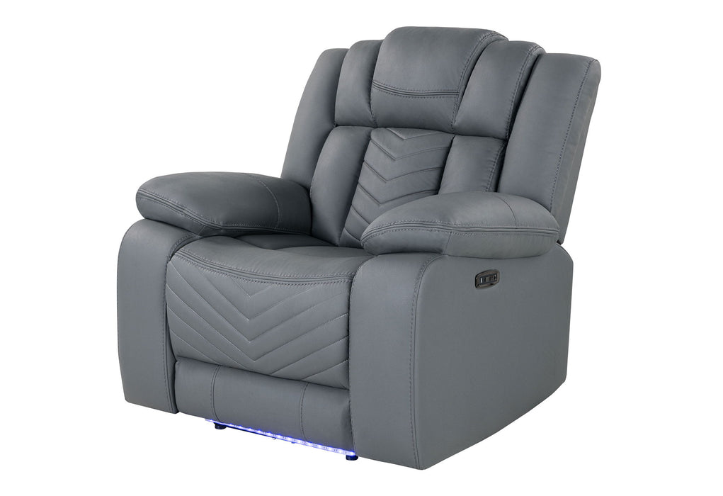 U7068 - 10 Power Reclining Sofa / Power Console Reclining Loveseat With LED - Gray - alternate view 2