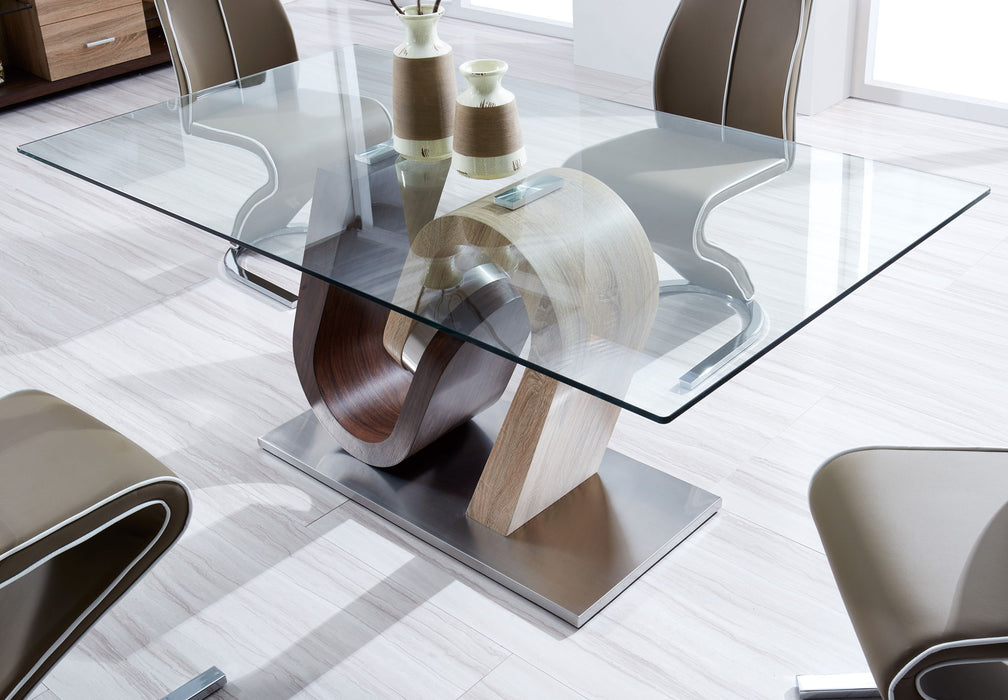 D4126 - Dining Table - Dark Brown / Oak / Silver - alternate view 3
