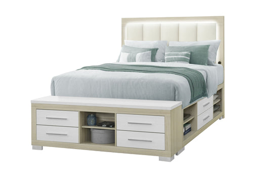 Emma - Queen Bed With LED And USB - Natural / White - alternate view 2