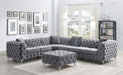 U296 - Velvet 3 Piece Sectional - Dark Gray