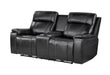 U8880 - Power Console Reclining Loveseat With Armrest Cupholder, Console Cooler With Watch Charger - Black - alternate view 2