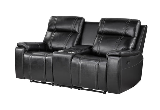 U8880 - Power Console Reclining Loveseat With Armrest Cupholder, Console Cooler With Watch Charger - Black - alternate view 2