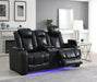 U92 - LED Power Reclining With Power Headrest, Bluetooth Speaker, And Drop Down Table Loveseat - Black