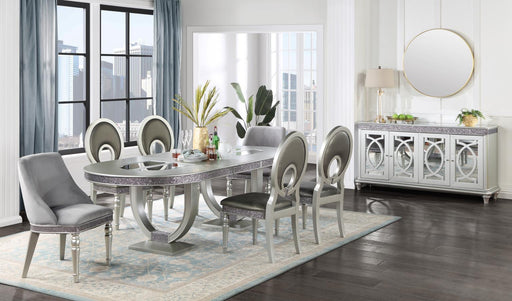 D107 - Oval Dining Table - Shimmer Silver - alternate view 2