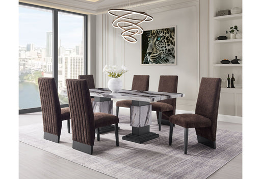 D12 - 7 Piece Dining Room Set (Dining Table And 6 Dining Chairs) - Black / Brown - alternate view 2
