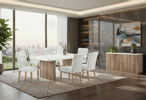 D2504 - 7 Piece Dining Room Set (Dining Table And 6 Dining Chairs) - Light Gray / White