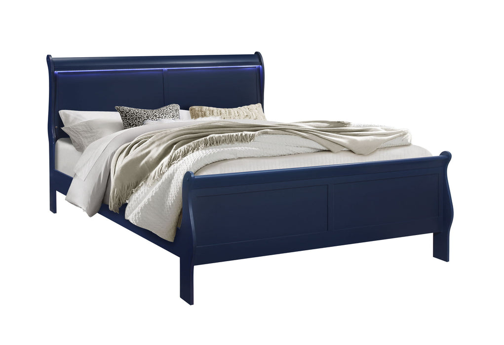 Charlie - King Bed With LED - Blue - alternate view 2
