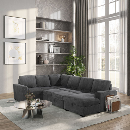 U2660 - Sectional Without Chaise And With Pull Out Sofa Bed - Gray - alternate view 2